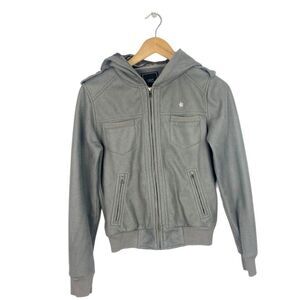 Obey Propaganda Women's Grey Faux Suede Fleece Lined Hooded Full Zip Jacket US S